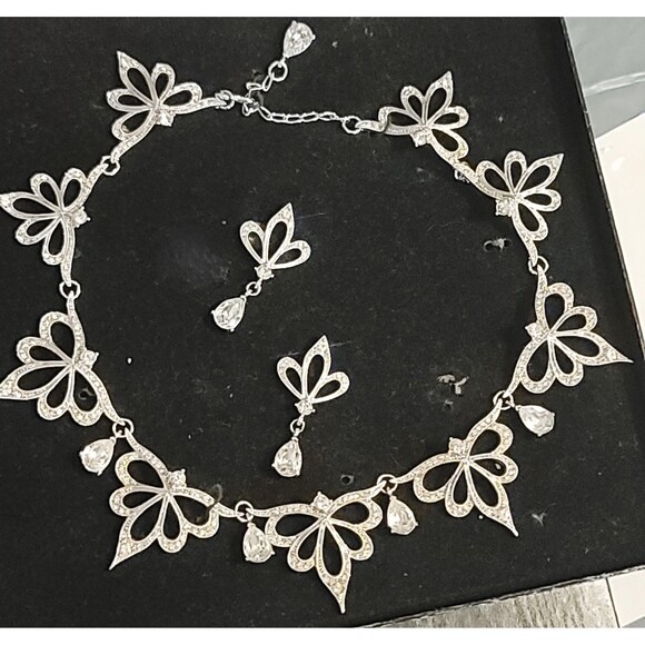 Nightfire Icy Sparkle Choker Earrings Set Alfred Durante for Franklin Mint VTG - Picture 9 of 10